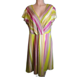 J.H. Collectibles Woman Pink and Yellow Flutter Sleeve Sundress Size 20W